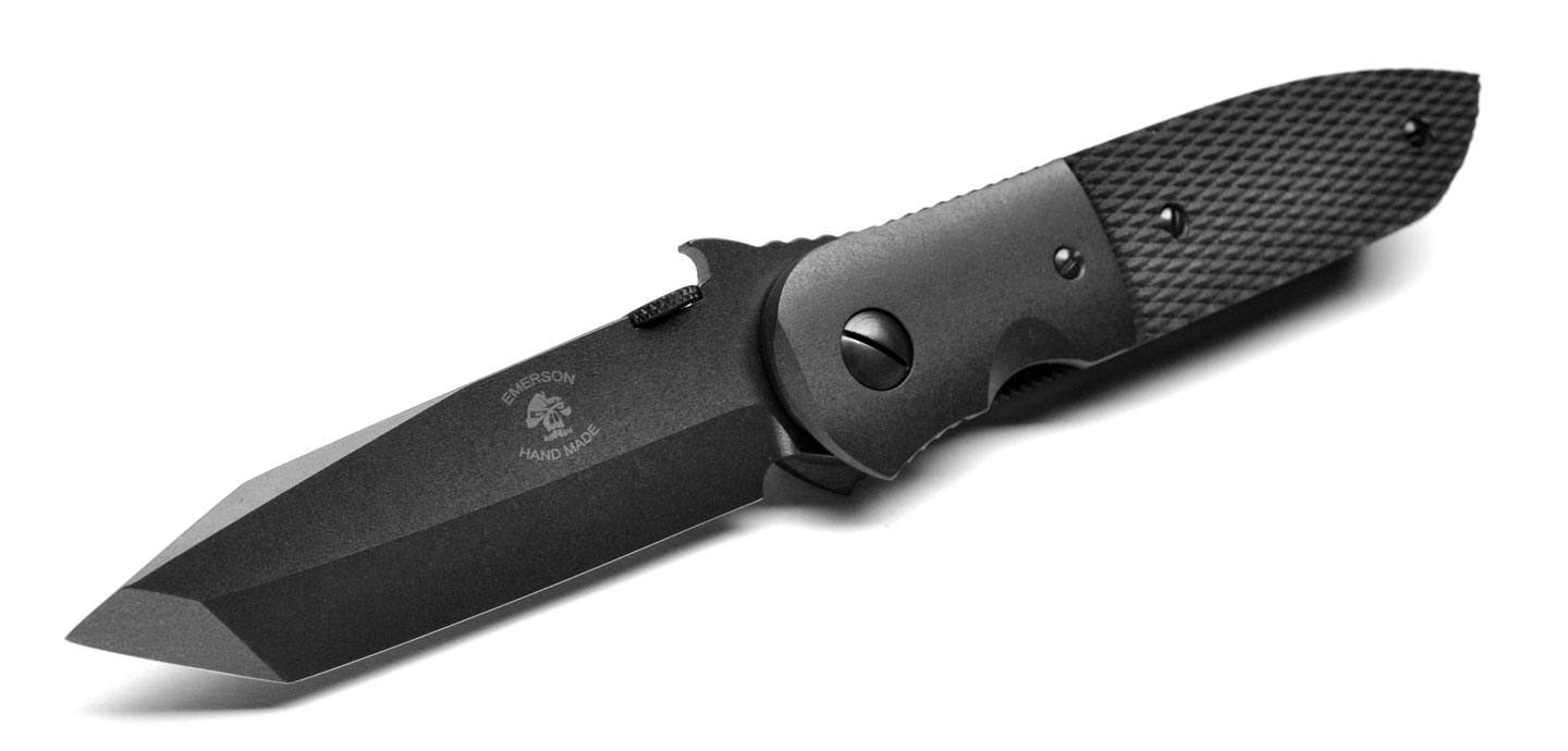 CQC-6-Black-Checkered Ernest Emerson Custom Knives